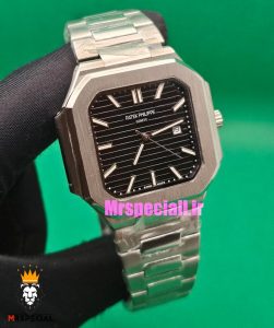 ساعت مچی مردانه پتک فیلیپ مدل کوبیتوس بند استیل صفحه مشکی Patek Philippe CUBITUS 021068