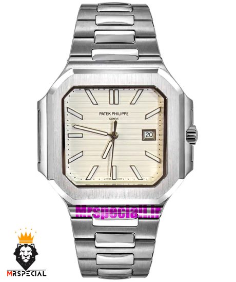 ساعت مچی مردانه پتک فیلیپ مدل کوبیتوس بند استیل صفحه سفید Patek Philippe CUBITUS 021067