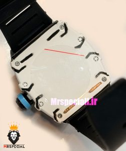 ساعت ریچارد میل مردانه کوارتز مشکی قاب سفید بند رابر مشکی 021713 RICHARD MILLE 