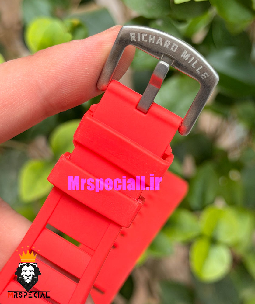 ساعت ریچارد میل مردانه کوارتز قاب شیشه ای بند رابر قرمز 021716 RICHARD MILLE