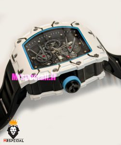 ساعت ریچارد میل مردانه کوارتز مشکی قاب سفید بند رابر مشکی 021713 RICHARD MILLE 