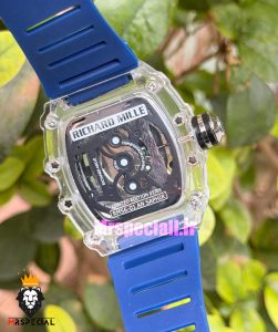 ساعت ریچارد میل مردانه کوارتز قاب شیشه ای بند رابر سورمه ای 021715 RICHARD MILLE