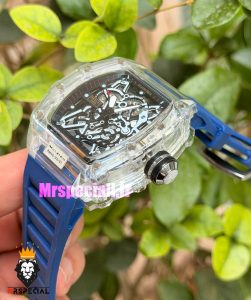 ساعت ریچارد میل مردانه کوارتز قاب شیشه ای بند رابر سورمه ای 021715 RICHARD MILLE