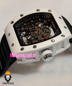 ساعت ریچارد میل مردانه کوارتز سفید بند رابر مشکی 021615 RICHARD MILLE