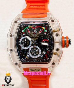 ساعت ریچارد میل مردانه کرنوگراف بند رابر نارنجی 021613 RICHARD MILLE 
