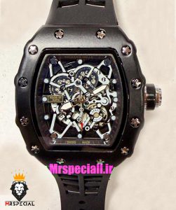 ساعت ریچارد میل مردانه کوارتز مشکی بند رابر مشکی 021617 RICHARD MILLE
