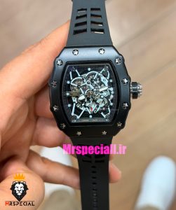 ساعت ریچارد میل مردانه کوارتز مشکی بند رابر مشکی 021617 RICHARD MILLE
