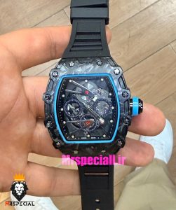 ساعت ریچارد میل مردانه کوارتز مشکی بند رابر مشکی 021618 RICHARD MILLE 