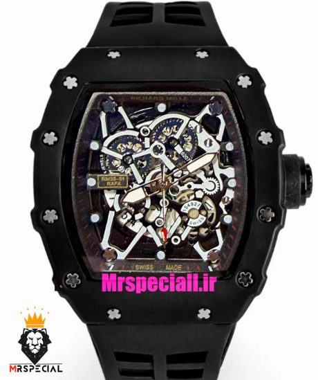 ساعت ریچارد میل مردانه کوارتز مشکی بند رابر مشکی 021617 RICHARD MILLE