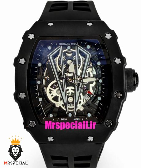 ساعت ریچارد میل مردانه کوارتز مشکی بند رابر مشکی 021610 RICHARD MILLE
