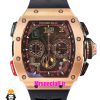 ساعت ریچارد میل مردانه کرنوگراف رزگلد بند رابر مشکی 021220 RICHARD MILLE