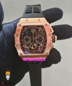 ساعت ریچارد میل مردانه کرنوگراف رزگلد بند رابر مشکی 021220 RICHARD MILLE 
