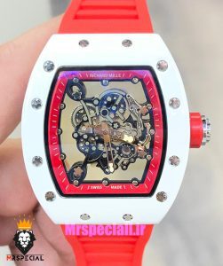 ساعت ریچارد میل مردانه کوارتز قاب سرامیک بند رابر قرمز 021421 RICHARD MILLE 