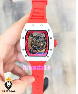 ساعت ریچارد میل مردانه کوارتز قاب سرامیک بند رابر قرمز 021421 RICHARD MILLE 
