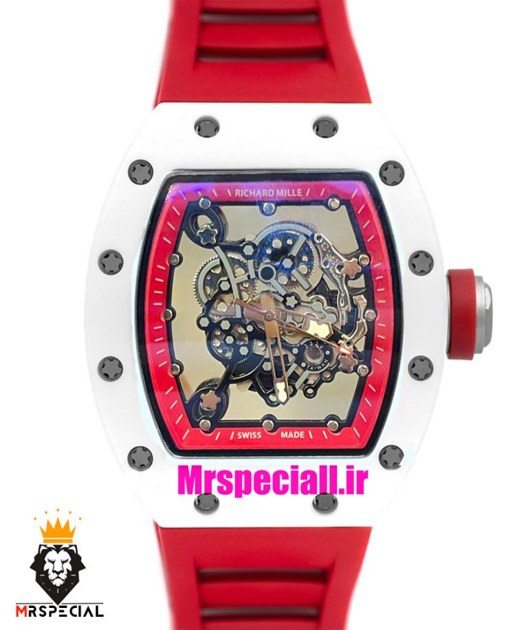 ساعت ریچارد میل مردانه کوارتز قاب سرامیک بند رابر قرمز 021421 RICHARD MILLE