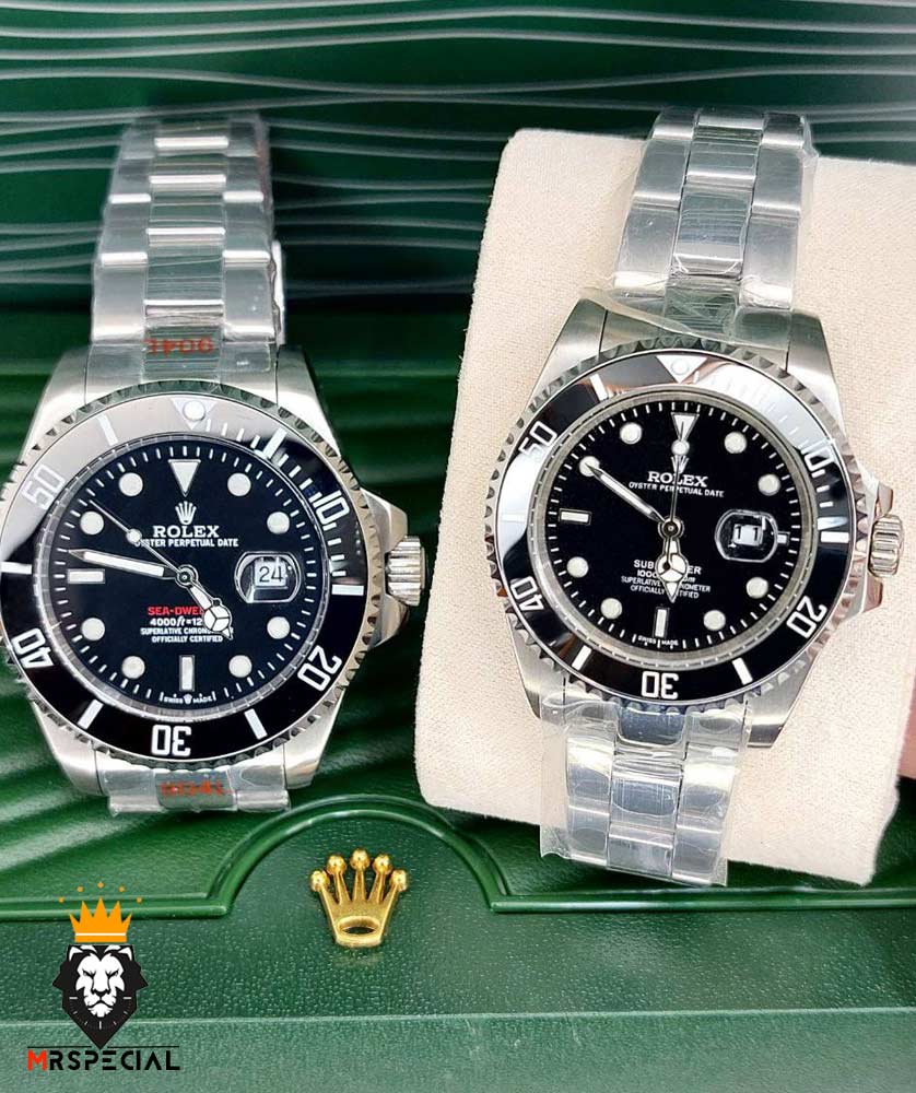 ساعت ست رولکس مردانه و زنانه مدل ساب مارینر استیل صفحه مشکی 01622 Rolex Sub mariner