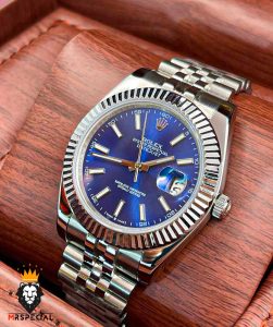 ساعت رولکس مردانه مدل دیت جاست اتوماتیک استیل صفحه ابی 5789 ROLEX DATE JUST