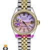 ساعت رولکس زنانه دیت جاست قاب نگین دورنگ طلایی صفحه صورتی 021545 ROLEX DATEJUST