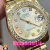ساعت زنانه رولکس دیت جاست اتوماتیک طلایی قاب نگین صفحه صدف 020917 ROLEX DATEJUST Diamond