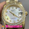 ساعت زنانه رولکس دیت جاست اتوماتیک طلایی قاب نگین صفحه صدف 020917 ROLEX DATEJUST Diamond