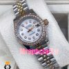 ساعت رولکس زنانه دیت جاست اتوماتیک دورنگ رزگلد قاب نگین صفحه سفید صدف 020918 ROLEX DATEJUST