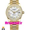 ساعت زنانه رولکس دیت جاست اتوماتیک طلایی قاب نگین صفحه صدف 020917 ROLEX DATEJUST Diamond