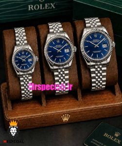 ساعت ست رولکس مردانه و زنانه دیت جاست کوارتز استیل صفحه ابی 021187 ROLEX DATEJUST