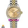ساعت رولکس زنانه مدل دیت جاست اتوماتیک دورنگ طلایی صفحه طلایی قاب نگین 020873 ROLEX DATEJUST Diamond