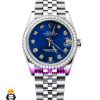 ساعت رولکس زنانه دیت جاست اتوماتیک استیل قاب نگین صفحه ابی 021470 ROLEX DATEJUST
