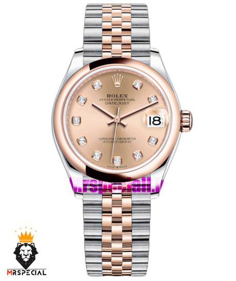 ساعت زنانه رولکس دیت جاست اتوماتیک دو رنگ رزگلد صفحه رزگلد 01898 ROLEX DATEJUST