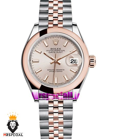 ساعت رولکس زنانه دیت جاست اتوماتیک دورنگ رزگلد صفحه رزگلد 01897 ROLEX DATEJUST