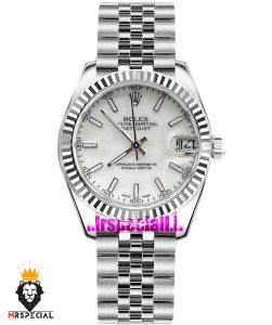 ساعت رولکس زنانه دیت جاست اتوماتیک استیل صفحه سفید 021473 ROLEX DATEJUST