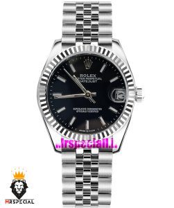ساعت رولکس زنانه دیت جاست اتوماتیک استیل صفحه مشکی 021474 ROLEX DATEJUST