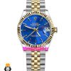 ساعت زنانه رولکس دیت جاست دو رنگ طلایی صفحه ابی 01681 ROLEX DATE JUST