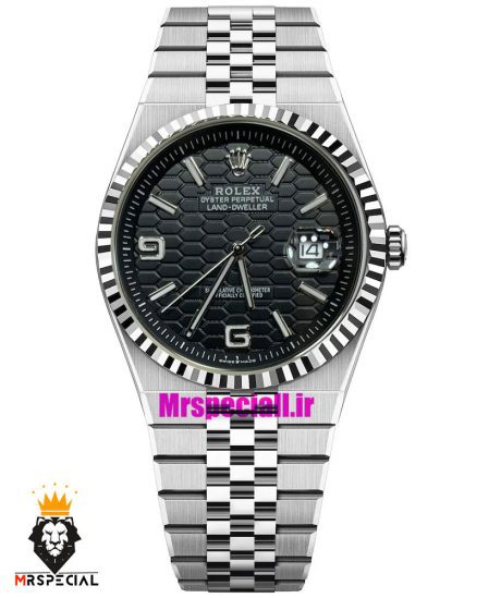 ساعت رولکس مردانه مدل دیت جاست لند دولر اتوماتیک استیل صفحه مشکی 021423 ROLEX DATEJUST LAND DWELLER