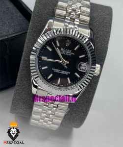 ساعت رولکس زنانه دیت جاست اتوماتیک استیل صفحه مشکی 021474 ROLEX DATEJUST 
