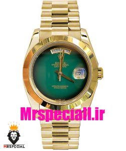 ساعت مچی مردانه رولکس مدل دی دیت اتوماتیک طلایی صفحه سبز 021449 ROLEX DAY DATE