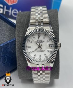 ساعت رولکس زنانه دیت جاست اتوماتیک استیل صفحه سفید 021473 ROLEX DATEJUST