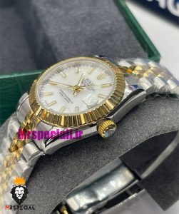 ساعت رولکس زنانه دیت جاست اتوماتیک دورنگ طلایی صفحه سفید 021476 ROLEX DATEJUST