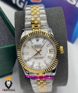 ساعت رولکس زنانه دیت جاست اتوماتیک دورنگ طلایی صفحه سفید 021476 ROLEX DATEJUST