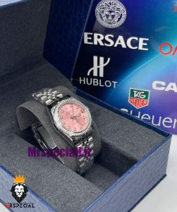 ساعت رولکس زنانه دیت جاست اتوماتیک استیل قاب نگین صفحه صورتی 021472 ROLEX DATEJUST 