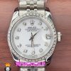 ساعت رولکس زنانه دیت جاست اتوماتیک استیل قاب نگین صفحه سفید 020990 ROLEX DATEJUST