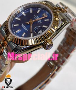 ساعت رولکس زنانه مدل دیت جاست اتوماتیک دورنگ رزگلد صفحه ابی 020861 ROLEX DATEJUST  