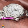 ساعت رولکس زنانه دیت جاست اتوماتیک استیل قاب نگین صفحه سفید 020990 ROLEX DATEJUST