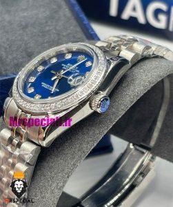ساعت رولکس زنانه دیت جاست اتوماتیک استیل قاب نگین صفحه ابی 021470 ROLEX DATEJUST 