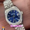 ساعت رولکس زنانه دیت جاست اتوماتیک استیل قاب نگین صفحه ابی 020991 ROLEX DATEJUST