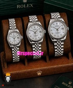 ساعت ست رولکس زنانه و مردانه دیت جاست باتری استیل صفحه سفید 01485 ROLEX DATEJUST