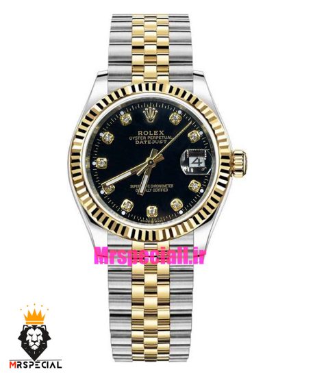 ساعت مچی زنانه رولکس دیت جاست کوارتز دو رنگ طلایی 01684 ROLEX DATE JUST