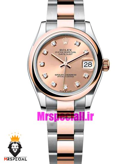 ساعت رولکس زنانه دیت جاست اتوماتیک دورنگ رزگلد صفحه رزگلد 021040 ROLEX DATEJUST