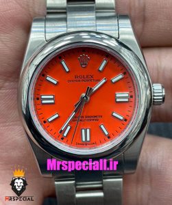 ساعت رولکس زنانه پرپچوال کوارتز استیل صفحه قرمز 021056 ROLEX Perpetual 